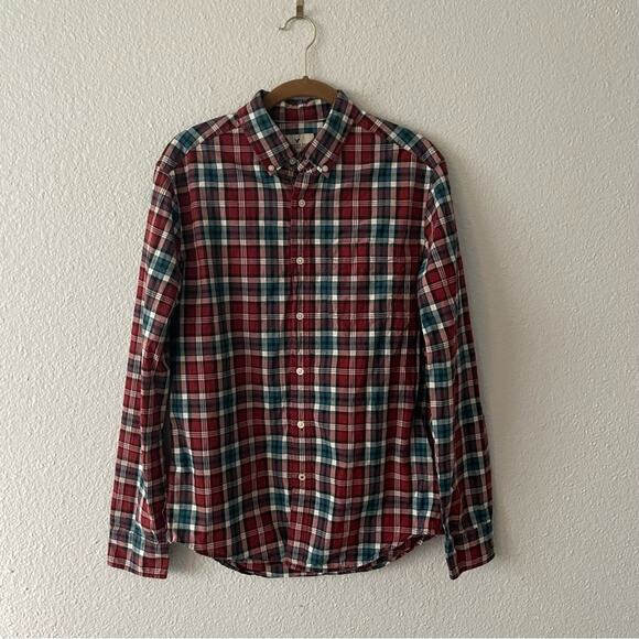 American Eagle Button Up Shirt Burgundy & Blue Size Small Seriously Soft Small - Picture 2 of 6